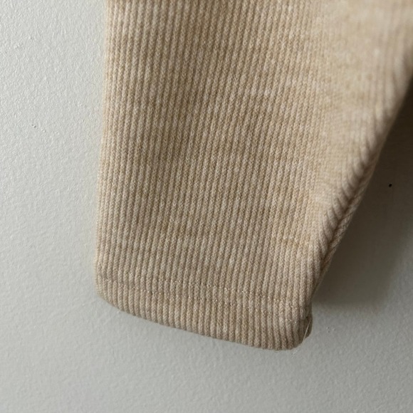 OGL Tan Ribbed Collared V-Neck Batwing Sleeve Pullover Top L Large New - Picture 5 of 7